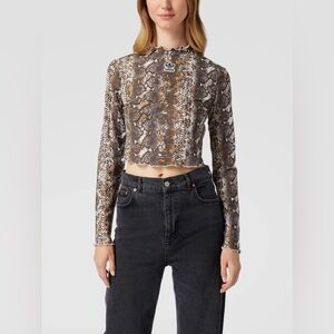 Adidas Brown Black Mesh Snakeskin Long Sleeve Tshirt Top 3X